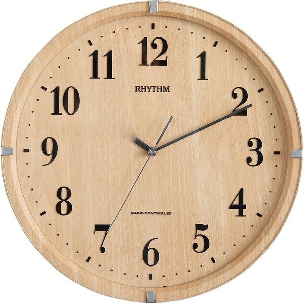 【送料無料】壁掛け時計 電波時計 円形 直径32.9cm ライトブラウン 電波式 連続秒針 ガラスカバー付き 電池交換お知らせ機能付き 木目調 リビング家具 掛け時計 壁時計 ウォールクロック とけい 時計【代引不可】