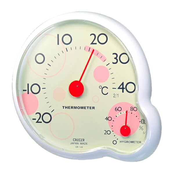 クレセル CRECER 温度計 湿度計 壁掛用 卓上用 コンパクト イエロー 丸い リビング キッチン 書斎 寝室 子供部屋 見やすい おしゃれ かわいい 日本製 温湿度計 ripple リップル CR-140Y