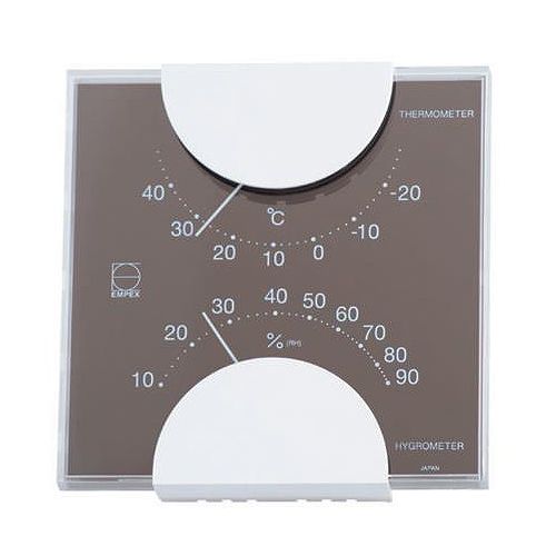 EMPEX (エンペックス) 温度・湿度計 エルムカラー スクエア型 置き掛け兼用 LV-4957 グレー