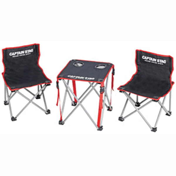 キャプテンスタッグ コンパクトテーブルセット 4個セット販売 便利なバッグ入り チェア