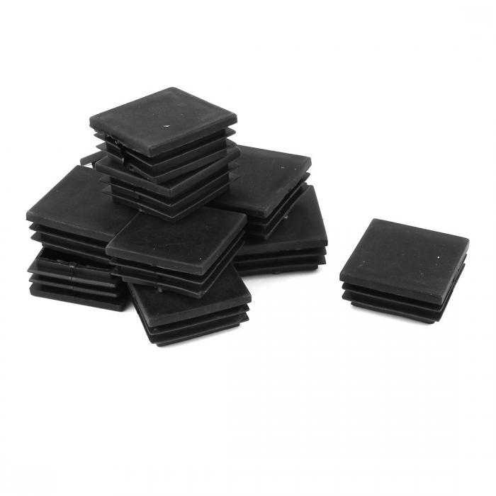 パイプキャップ チューブ挿入 エンドキャップ 正方形 ブラック プラスチック 45mm x 45mm 12個