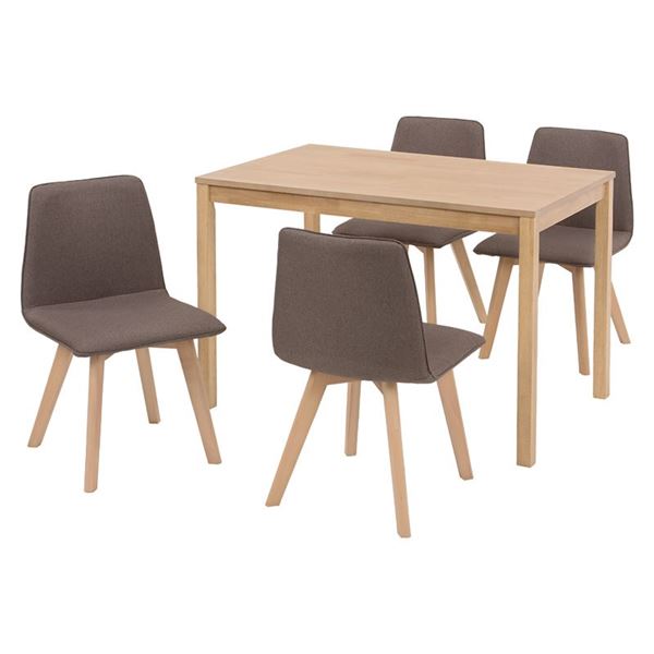 ダイニング 5点セット テーブル 110×70cm ナチュラル×1 チェア ブラウン×4 木製 組立品 リビング キッチン リビング【代引不可】