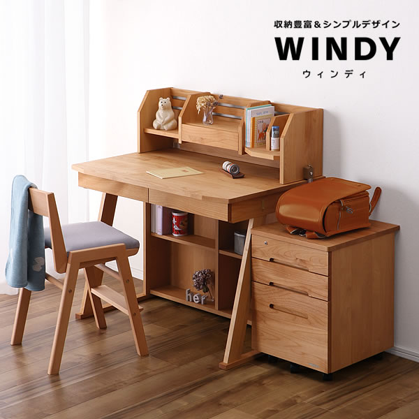 すっきりデザインの学習机・学習デスク 3点セット100cm幅(デスク ロー上棚 ワゴン)WINDY(ウィンディ)デスクセット 堀田木工所スタディコーナー 棚付き ナチュラル 学習机セット 学習デスクセット オンライン学習 ワークデスク リビング学習 学習机 机