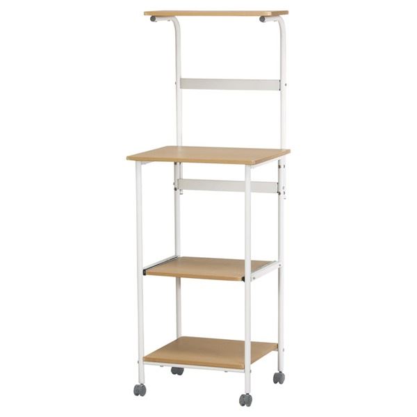 キッチン 整理 収納 レンジ台 レンジボード レンジ棚 食器棚 キッチンボード 戸棚 約幅500mm ハイタイプ 高い ナチュラル キャスター付 移動可能 車輪付き き レンジワゴン 組立品 キッチン 台所