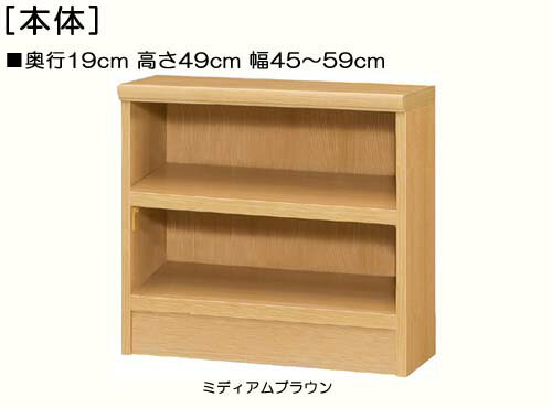 子供用本棚 高さ49cm幅45〜59cm奥行19cm厚棚板(棚板厚み2.5cm)DVDディスプレイ 玄関ラック 幅を1cm単位でご指定 たゆみにくい棚板棚 子供用本棚