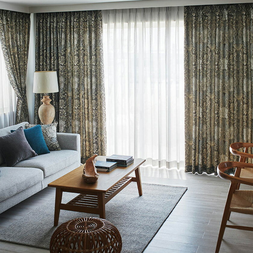 filo 川島織物セルコン オーダーカーテン William Morris ウィリアムモリス▼フィーロ ファインウェーブ縫製 約2倍ヒダ 両開き▼Honeysuckle