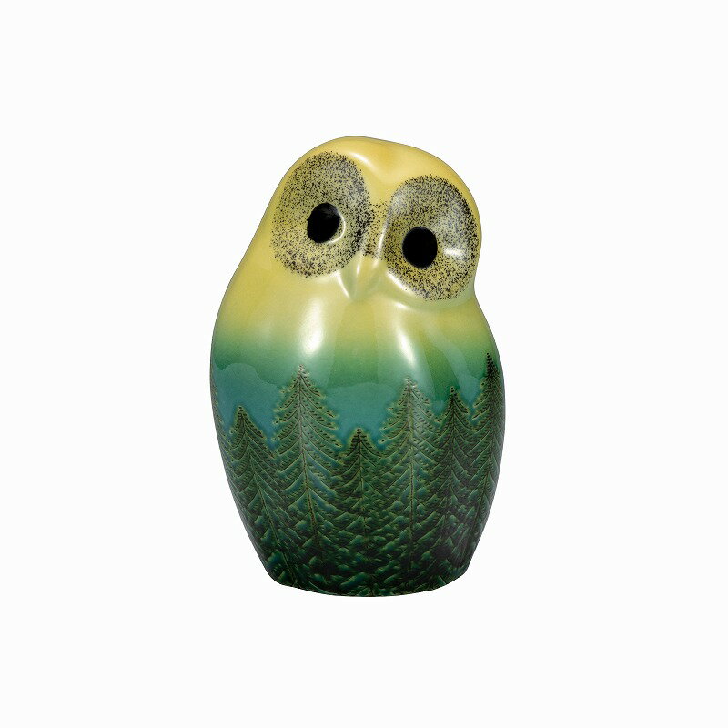 6号ふくろう・木立 Owl ornament. Grove.Japanese Kutani ware.