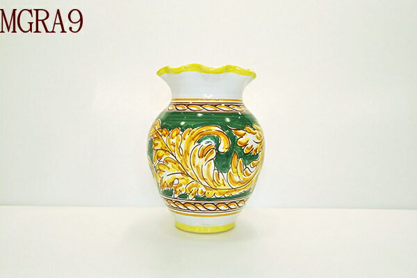 【GRANADA】■かわいいスペイン陶器■ フリル花瓶 MGRA9【W16cm×H21cm】(花瓶 フラワーベース 花器 スペイン陶器 トレド製 手描き プレゼント ギフト)