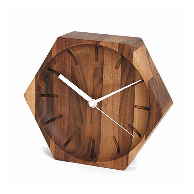 Latree(ラトレ) TIMEシリーズ 無垢のウォールクロック 六角 50 ウォールナット材 高級感 飛騨家具 株式会社HIDAKAGU【送料無料】