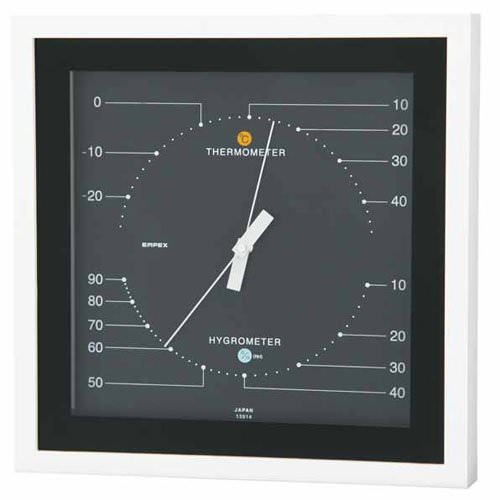 【ポイント20倍】EMPEX 温度・湿度計 MONO 温度・湿度計 置き掛け兼用 MN-4832 ブラック