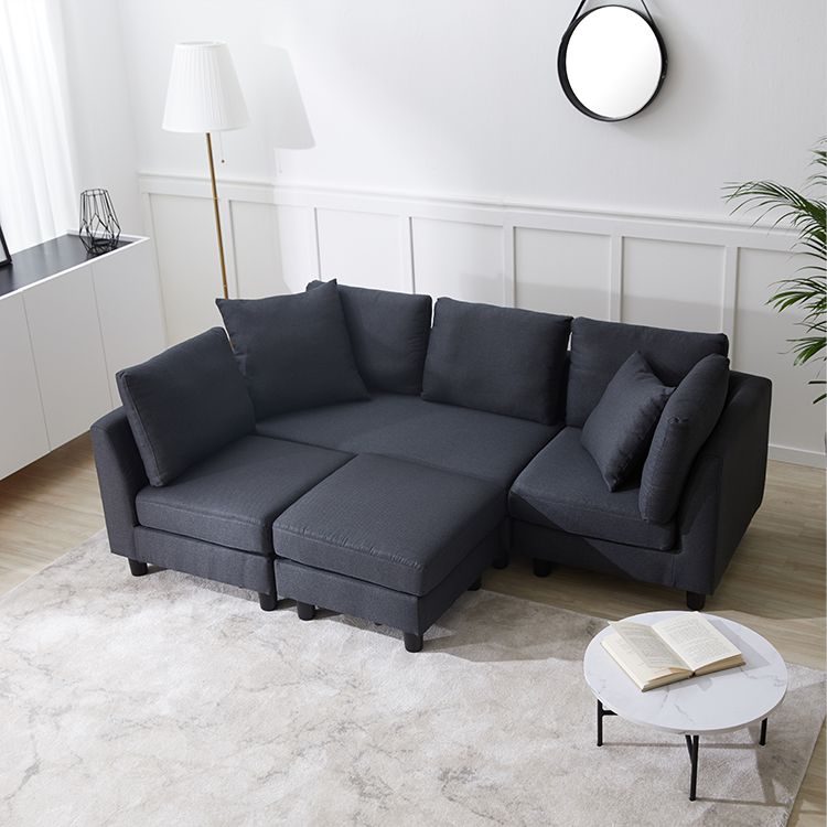 [幅239] ソファ 4人掛けカウチソファ オットマン付 ファブリック 組み換え自由