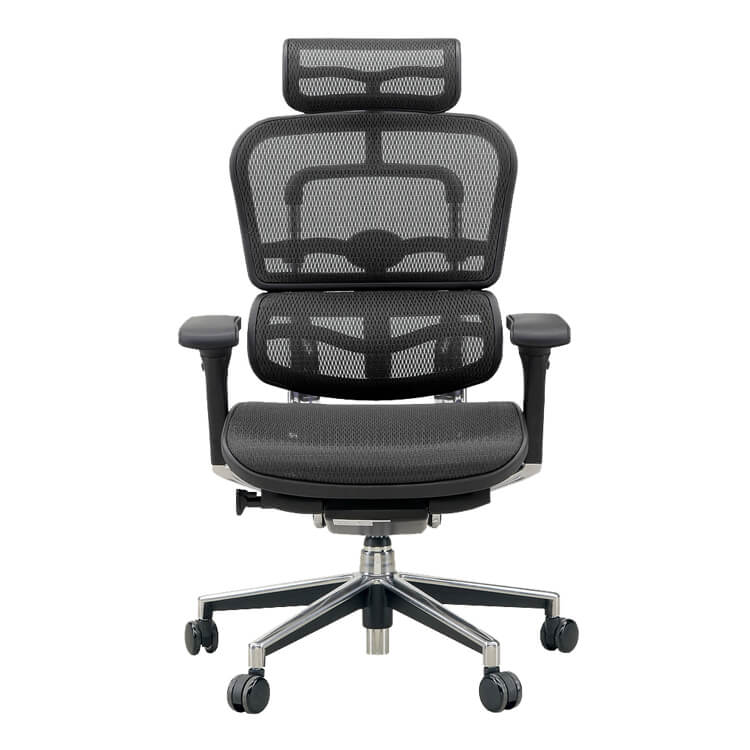 [幅66/座面高44～54] オフィスチェア メッシュ ヘッドレスト付き(3年保証付き) リクライニング