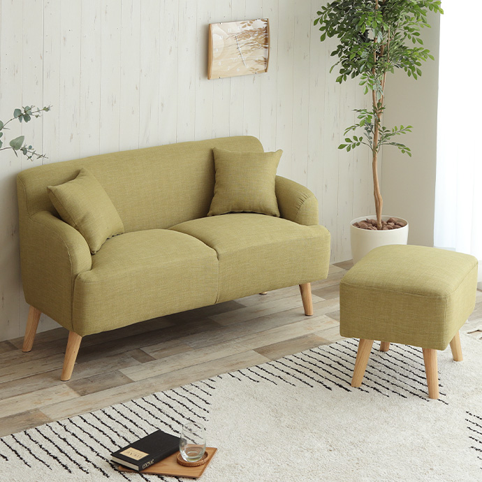 【2人掛け】Lily オットマン付きソファ