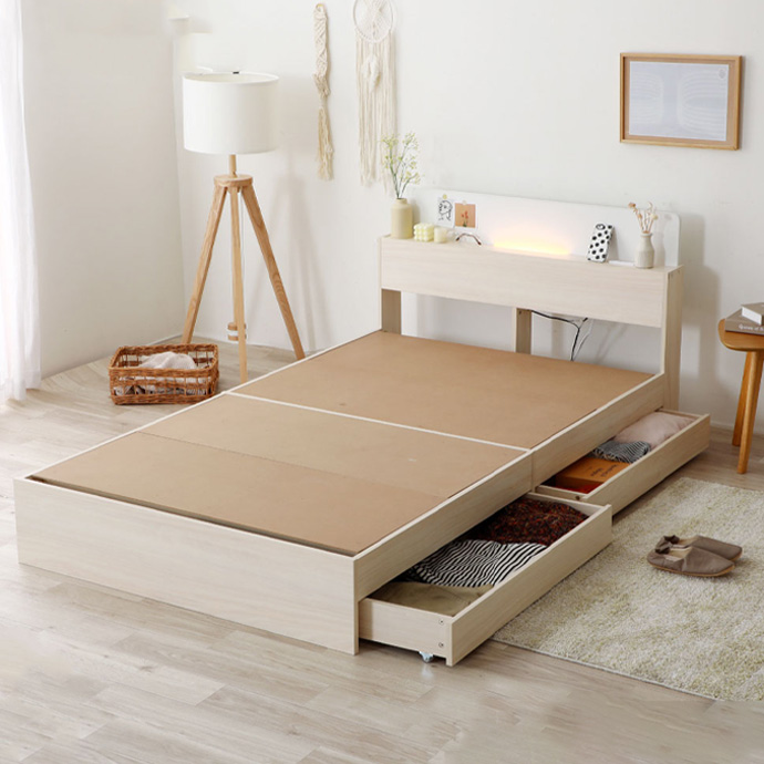 【セミダブル】Lahti ベッドフレーム(マットレス付き)