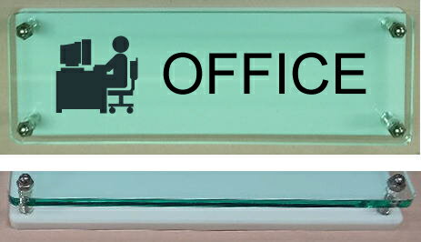 室名イラストW式プレート(横長タイプ)【OFFICE】2層式のおしゃれな室名プレート18cmx6cm人気の室名プレート(ドアプレート)