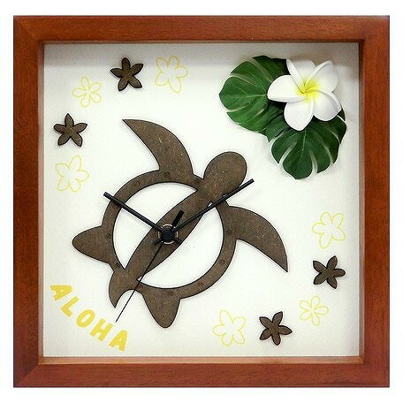 honu/flower(イエロー・ブラウン)[asian・hawaiian]【時計・ハワイ・プレゼント】[絵画通販]【絵のある暮らし】