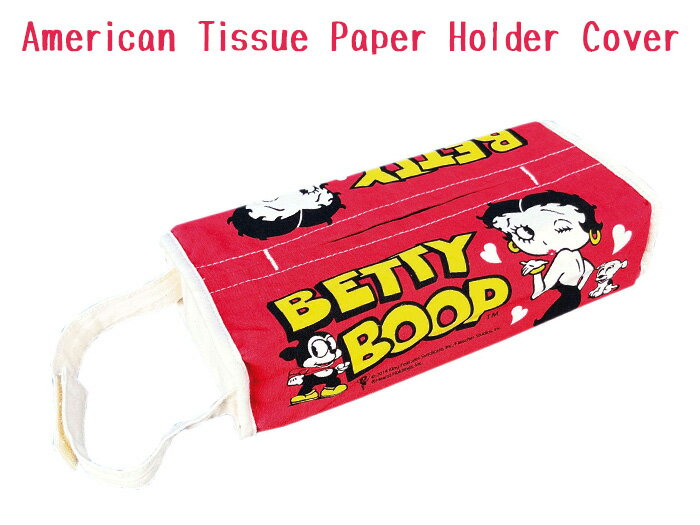ベティちゃん ティッシュカバー (レッド) 布製 ティッシュケース ストラップ付き ベティ・ブープ BETTY ペーパーホルダー ティッシュボックス ファブリック キャラクター ギフト お洒落 西海岸風 インテリア アメリカン雑貨