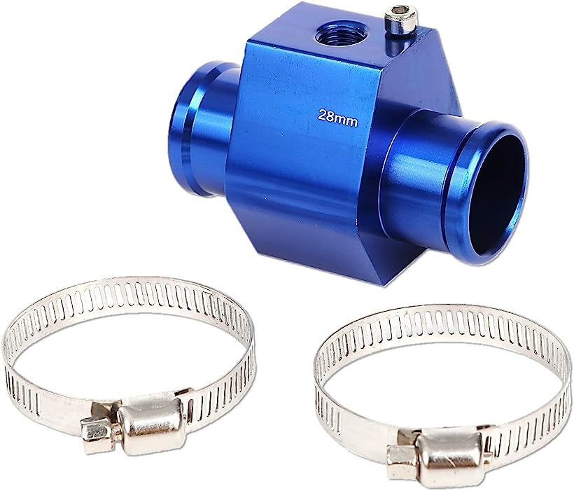 互換品 水温センサー アタッチメント アダプター ラジエーター 水温計用センサー NPTネジ ホースクランプ 温度センサー ブルー 28mm(ブルー 28mm)