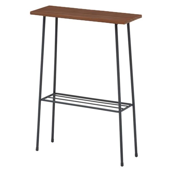 【ポイント20倍】サイドテーブル/ミニテーブル 【幅40cm ブラック】 棚板1枚付 スチール パイン集成材 KR-3852BK 『デポシリーズ』 〔リビング〕【代引不可】