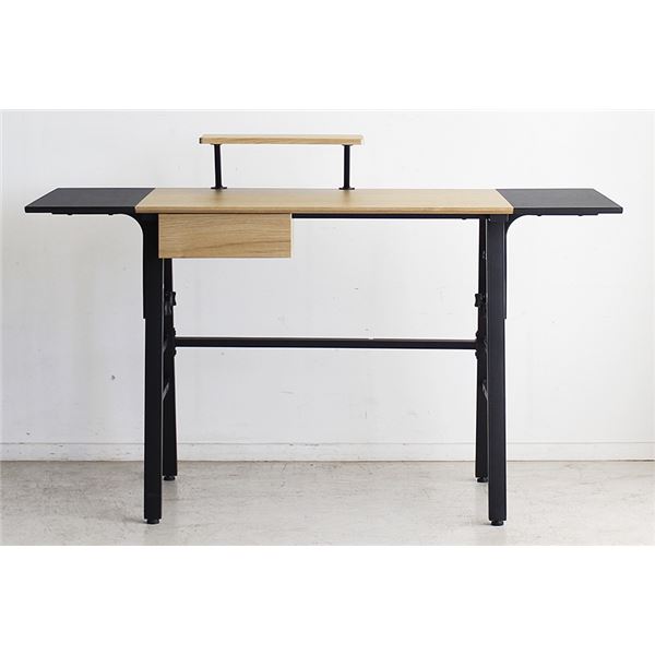 【送料無料】パソコンデスク/学習机 【ナチュラル】 幅134cm 可動棚 引き出し付き スチール製 『デイ』 【組立品】 〔リビング〕【代引不可】