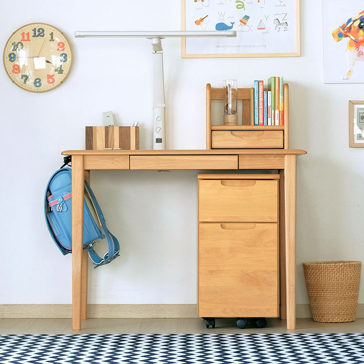 学習机セット 学習デスク パソコンデスク 机 デスク ブックスタンド ワゴン 3点 おしゃれ 木製 ERIS KIDS DESK   BOOKSTAND   WAGON 3SET 【2年保証】