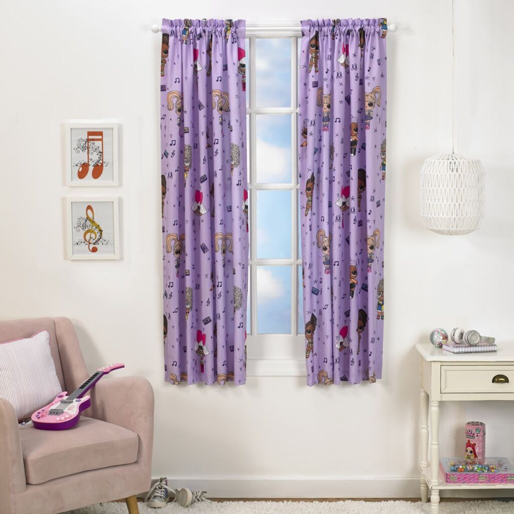 [送料無料] LOL Surprise Kids Bedroom Curtains, 2 Panel Set, Light Filtering, 63