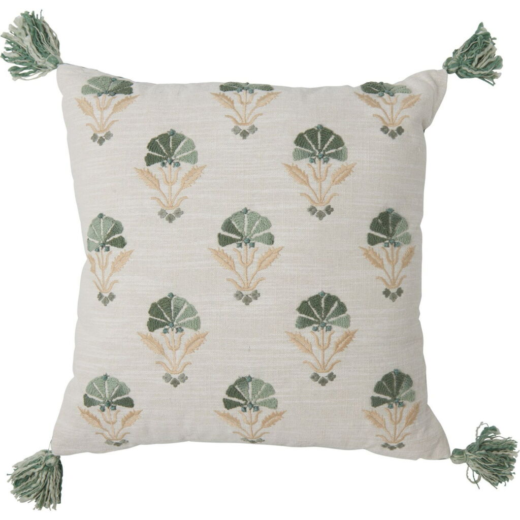 (取寄) エンブロイダー チューリップ スロー ピロー - 20x20インチ Enliven Embroidered Tulip Throw Pillow - 20x20” Sage