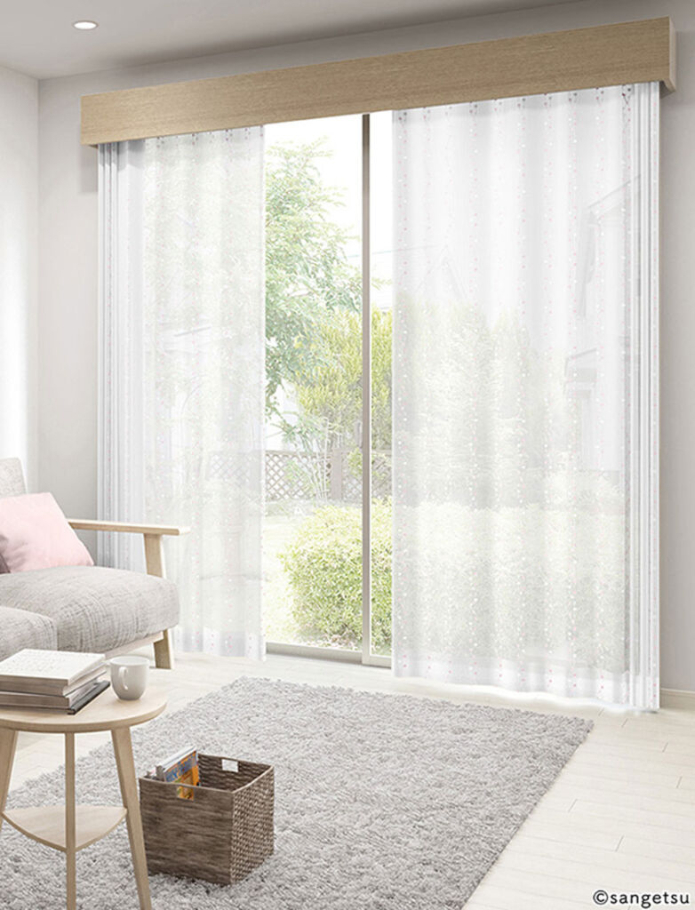 サンゲツ▼ストリングス オーダーカーテン LP仕様(形態安定加工) 約2倍ヒダ(本縫い) 裾:折返し▼SC7662 シアー レース 遮熱 Sheer Lace【カーテン幅2290〜3040×カン下寸法1210〜1400mm】