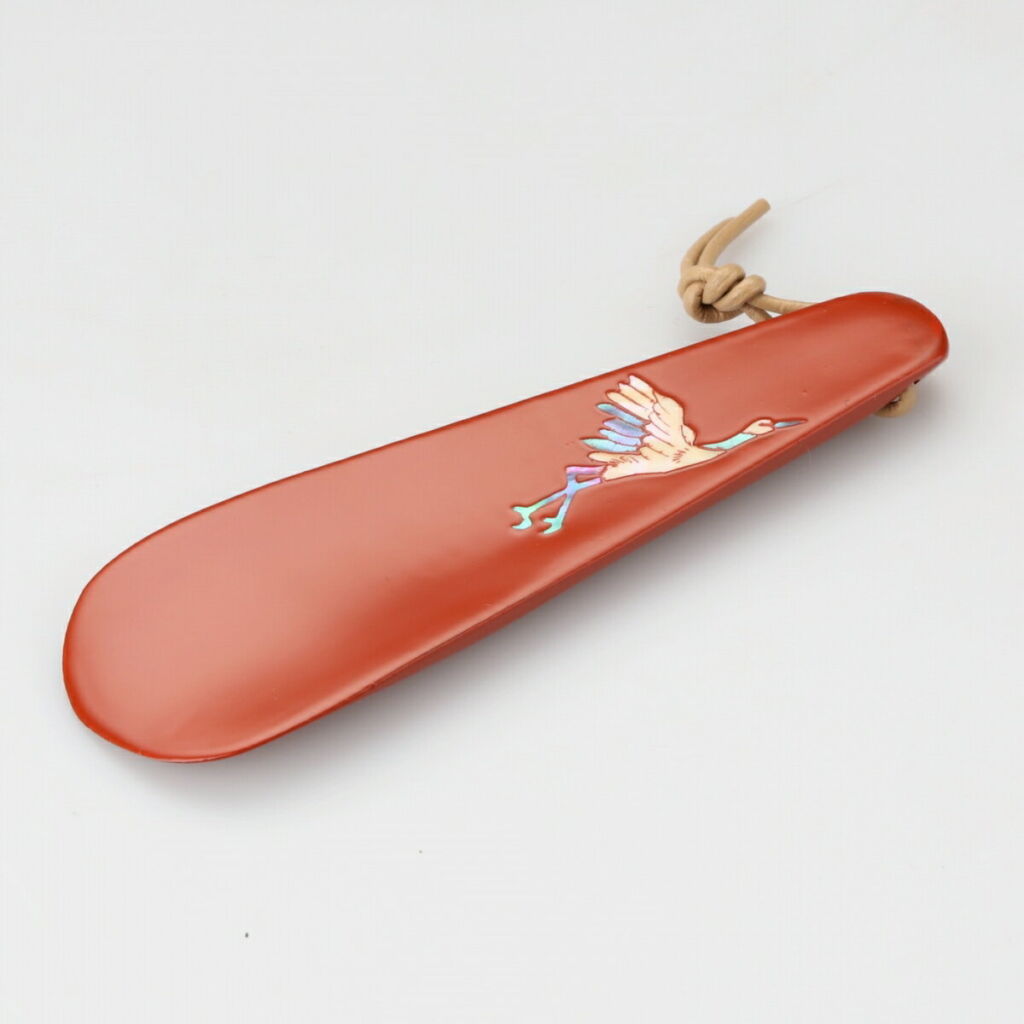 【高岡漆器】靴べら 鶴 朱