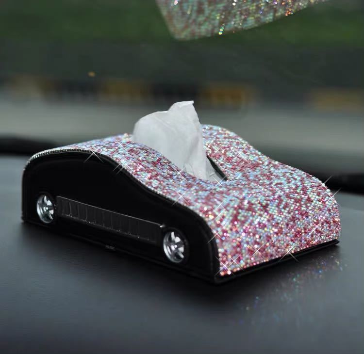 A053963ラインストーン飾り 高級感のある 車用ティッシュケース. ティッシュBOXケース