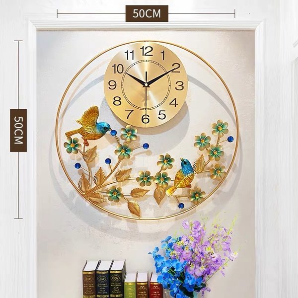中華風掛け時計 リビングルーム 簡素 クリエイティブ 壁飾り時計 静音 家庭用 飾りクォーツ時計 | Sizeee