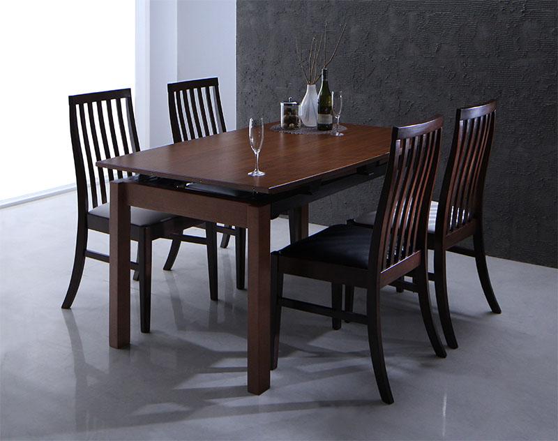 スライド伸縮式ダイニングシリーズ 〔Gemini〕ジェミニ 5点セット(テーブル チェア4脚) 〔チェア〕ミックス(黒2脚×白2脚)【北海道・沖縄・離島配送不可】