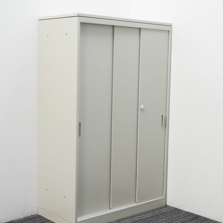中古 オカムラ 42-A 3枚引戸書庫 天板付 W800 D400 H1270
