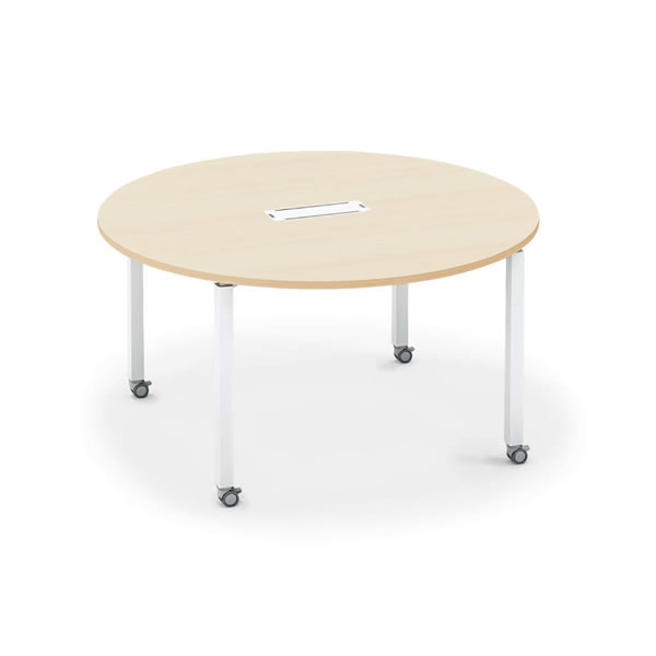 ワークフィット ミーティングテーブル φ1200円形 配線ボックス付き キャスター脚 幅1200×奥行1200×高さ720mm【SD-WFTBC12NN】