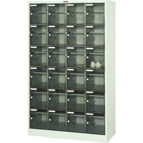 ■TRUSCO シューズケース 24人用 1050×380×H1700 棚付 透明 SC24WPC(5209251)[法人限定][直送元]