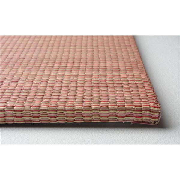 置き畳/ユニット畳 〔約幅82×奥行82×高さ1.5cm レッド〕 い草100% 軽量 防滑 空気清浄 キズ防止 『四季 しき』 【北海道・沖縄・離島配送不可】