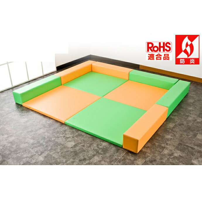 【キッズコーナー 防炎 RoHS適合】 ターポリン ラビットシリーズ フロアマット4枚 コの字プラン 【ワークス】