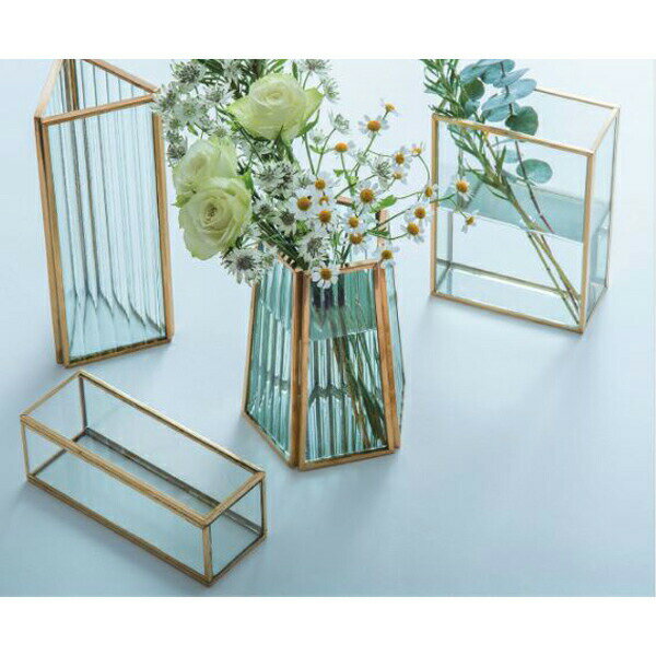 【直送品】フレームフラワーベース ウェーブ 22584 W12.5×D12.5×H22 POSH LIVING 2022 Collection GREEN 291シリーズ【ヘルシ価格】インテリア インテリア小物 置物 花瓶 お花 挿花