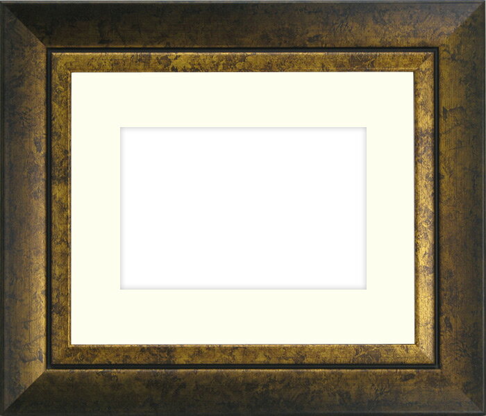 写真用額縁 シャドウ/ゴールド ハガキ(152×102mm)専用 前面ガラス仕様 マット付き