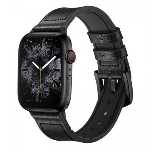 DOSSYY AppleWatchバンド 本革 42-44mm ブラック AWD-L02BK〈AWDL02BK〉