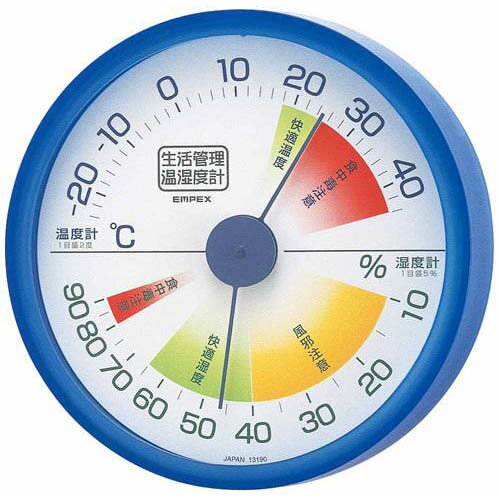 電化製品関連 EMPEX 生活管理 温度・湿度計 壁掛用 TM-2416 クリアブルー おすすめ 送料無料