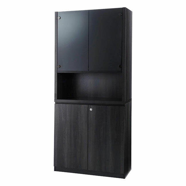 マネージメント家具 キャビネット 上段ガラスオープン扉 下段木扉 役員 オフィスルーム セット management desk 井上金庫製:STOシリーズ 法人様のみ送料無料 STO-CG1850 新品 オフィス家具