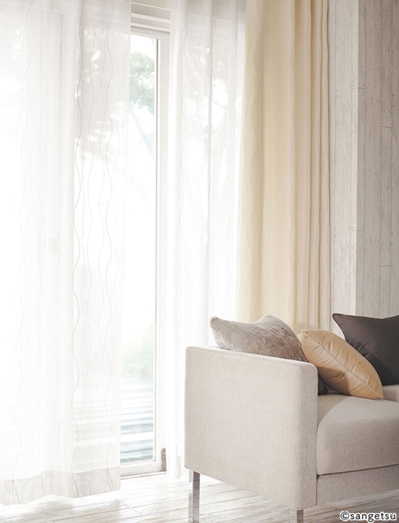 サンゲツ▼ストリングス オーダーカーテン LP仕様(形態安定加工) 約2倍ヒダ(本縫い) 裾:折返し▼SC7659 シアー レース 遮熱 Sheer Lace【カーテン幅2510〜3000×カン下寸法1010〜1200mm】