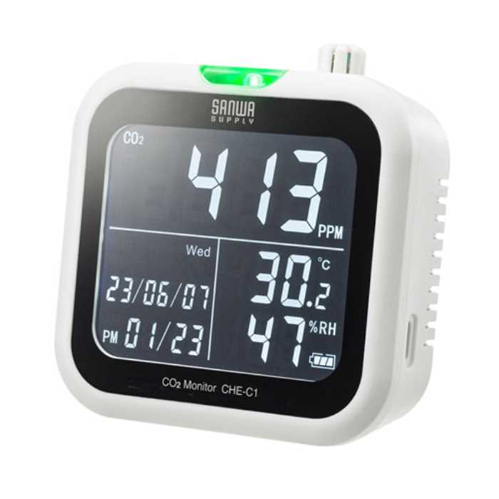 CO2二酸化炭素測定器(温度・湿度計付き) ≪サンワサプライ≫ CHE-C1 【離島 発送不可】