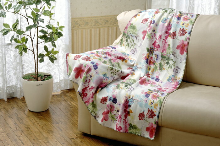 【物流倉庫出荷品・ヘルシ価格】FEELGOODHOME イタリア製 フラワープリントスロー PRIMAVERA FRATI社 シングル 150×210cm