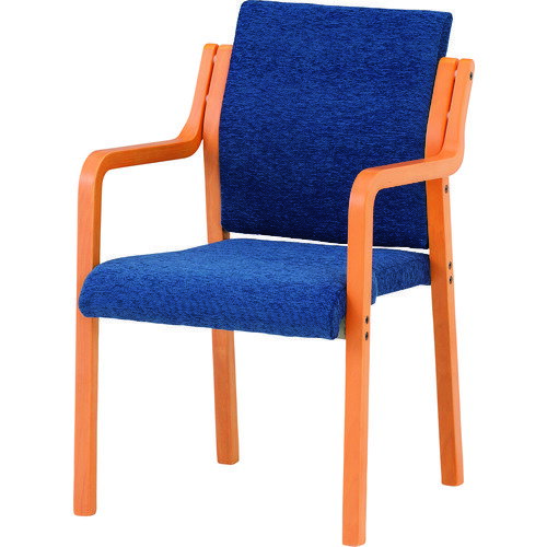■TOKIO 木製スタッキングチェア 肘付き FVM-6A Fネイビー FVM6AFNB(1592287)[送料別途見積り][法人・事業所限定][外直送]