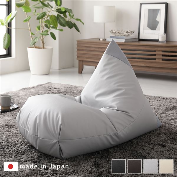 【おすすめ・人気】ビーズクッション ソファ グレー 三角 合皮 合成皮革 レザー ファブリック素材 軽量 取っ手付き 日本製 国産 リビング雑貨 ビーズクション ビッグクッション フロアソファー 三角クッション|安い 激安 格安