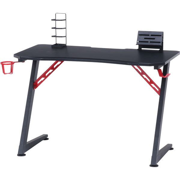 ゲーミングデスク ワークデスク 幅105cm レッド スチール リビング 書斎 在宅ワーク テレワーク 在宅勤務 リモートワーク [代引き不可]