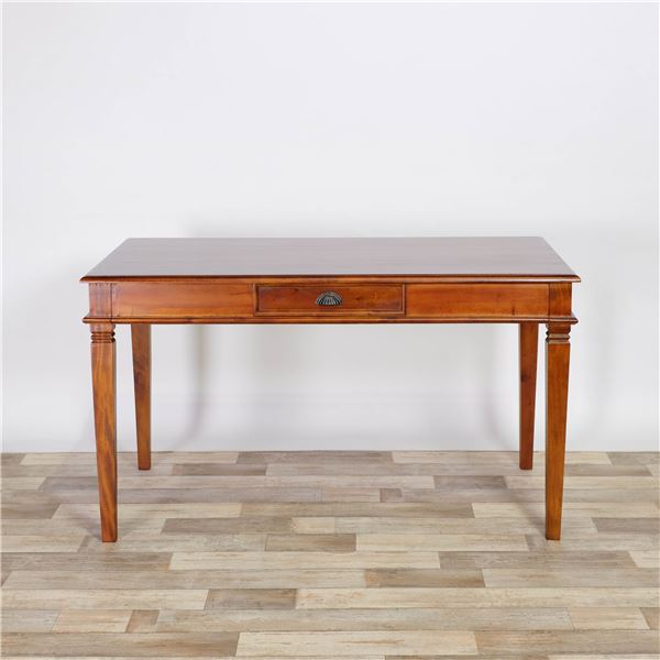 木製 ダイニングテーブル ダイニング用テーブル 食卓テーブル /食卓机 【L】 幅130cm×奥行80cm×高さ73cm マホガニー材 引き出し付き 真鍮製取っ手 組立品