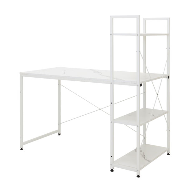 【ヤマソロ】大理石柄デスク【Ore】120幅棚付き(WH) 82-697